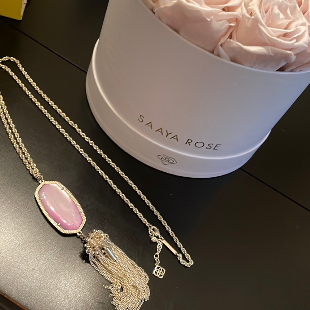 SOLD SOLD Kendra Scott Rayne fringe pink mother of pearl necklace. So stunning. - Picture 1 of 8